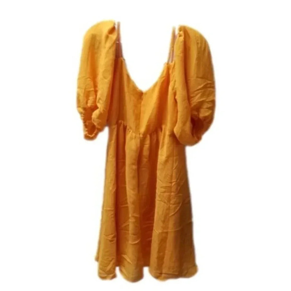 Anthropologie Moulinette Soeurs Carina Puff Sleeve Orange Dress M - Picture 4 of 15